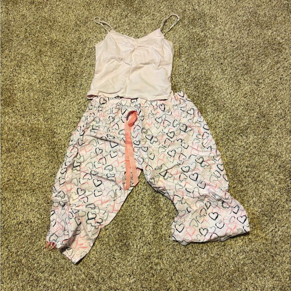 ❤️ Xhilaration No Boundaries Pink Spaghetti Strap Pajama Set with Printed Pants